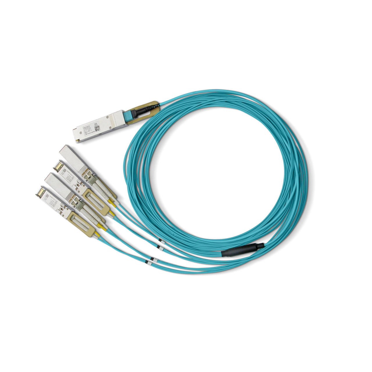 NVIDIA active fiber cable, ETH 100GbE to 4x25GbE, QSFP28 to 4xSFP28, 5m