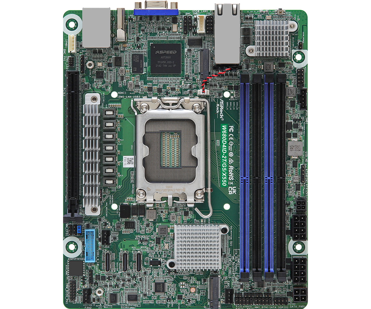 ASRock Rack Motherboard W680D4ID-2T/G5/X550
